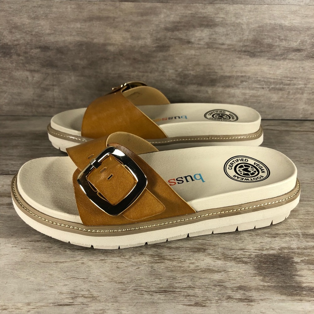 NEW Bussola Pinoye Sandal Vegan Brown with Gold Buckle Women 6.5, 7.5, 8.5 - Picture 4 of 13